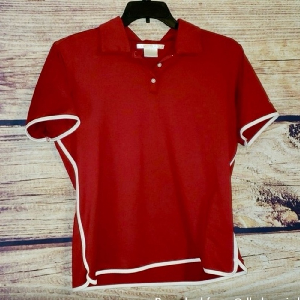 Nike Red and White Polo Top XL